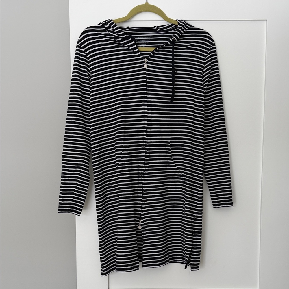 Coolibar Black and White Striped Hoodie